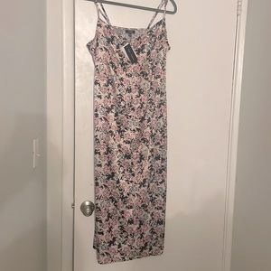 Satin Floral MIDI Slip Dress